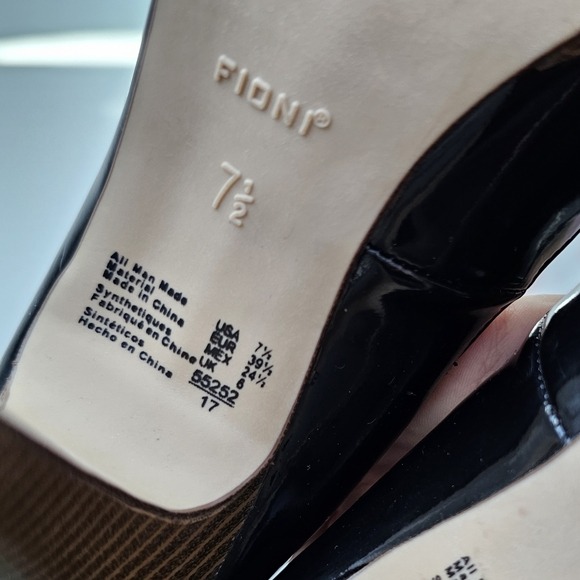 FIONI Women's Black Patent Faux Leather High Heel Stiletto Platform Pumps 7.5 - Picture 12 of 16